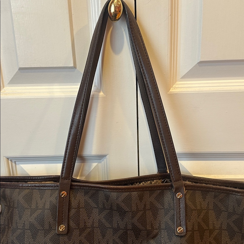 Michael Kors Dark Brown Signature Tote with Pouch - Picture 6 of 6